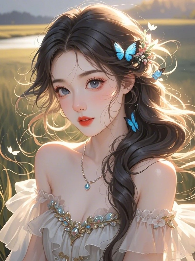 美女如诗，恰似花中仙子