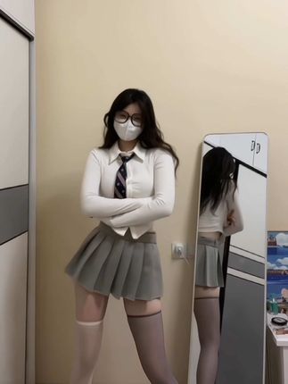 emo的木青微密圈/觅圈作品资源，在湖畔拍摄清新自然的服装造型